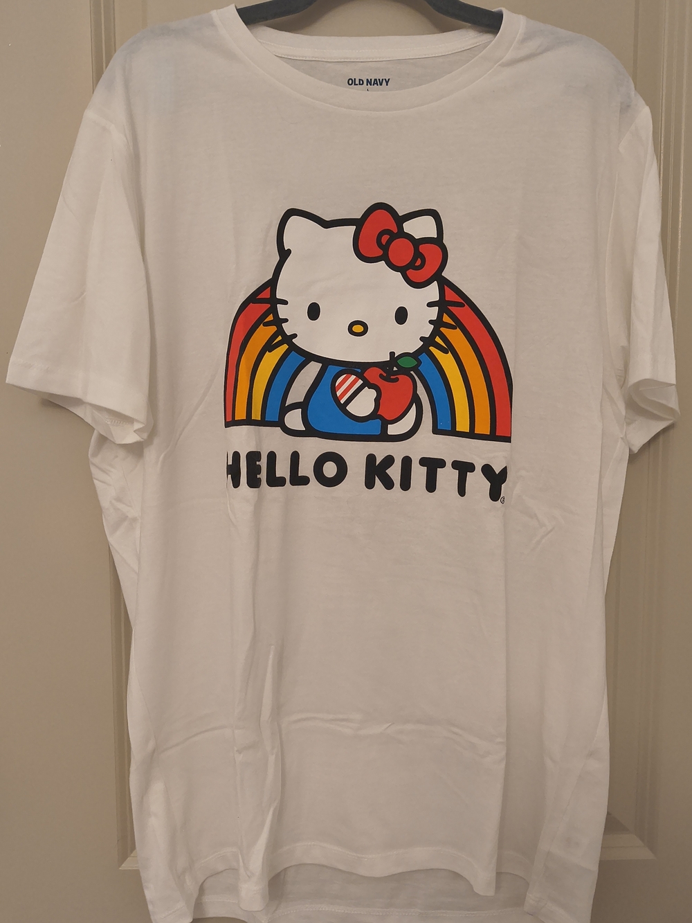 Old Navy White Hello Kitty Rainbow Graphic Tee